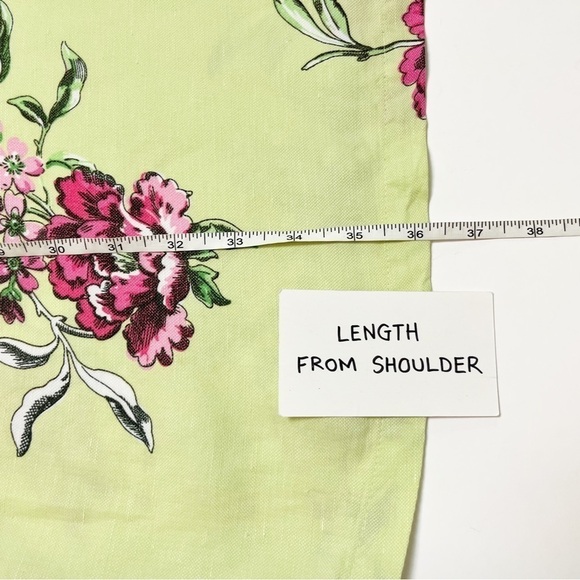 Joules Linen Blend Shift Dress 6 lime green pink floral short sleeves pockets - Picture 12 of 12